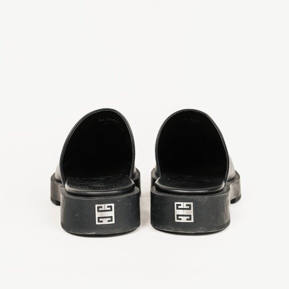Givenchy Black Calf Leather Squared Show Backless Loafers - Picture 3 of 11
